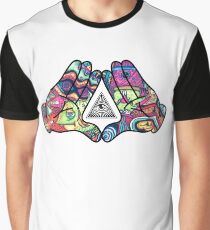 Trippy Illuminati Hands Diamond Graphic T-Shirt