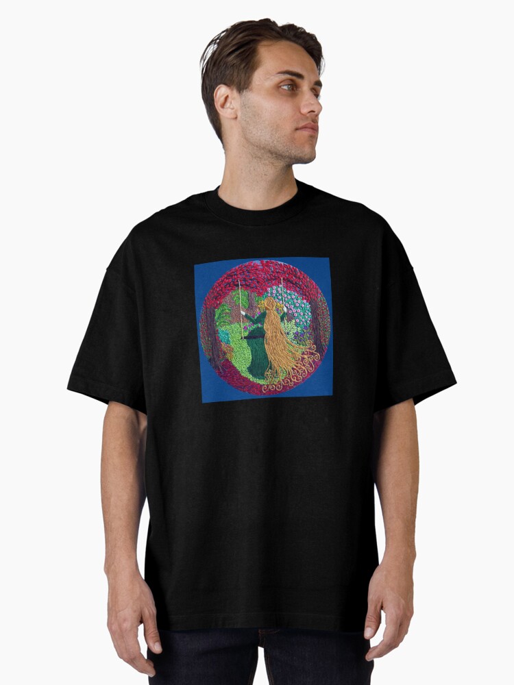 Thumbnail 1 of 7, Oversized T-Shirt, The Lady on the Swing designed and sold by SewingSongbird.