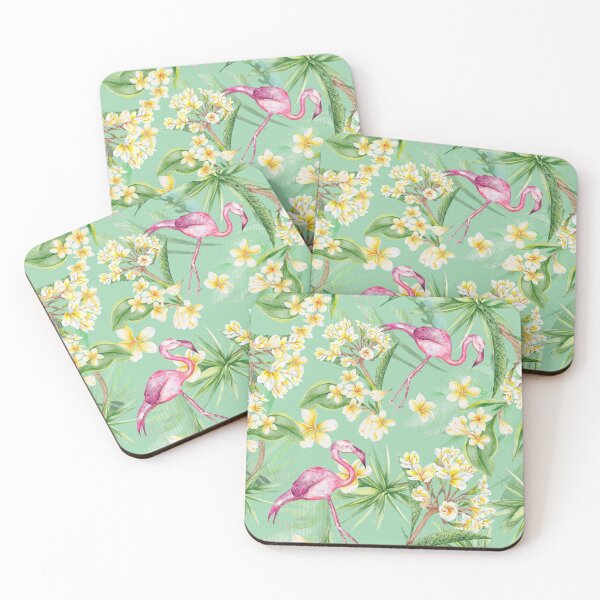 Item preview, Tropical flamingo and plumeria flowers seamless pattern designed and sold by kisikoida.