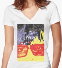 POP FACE 2 Women's Fitted V-Neck T-Shirt