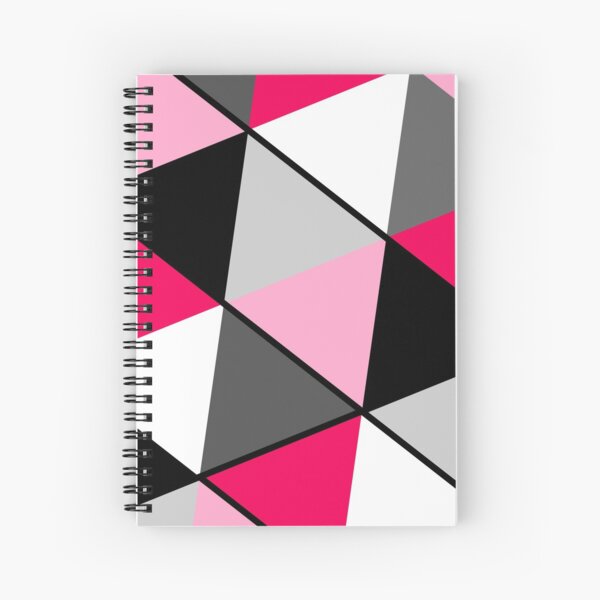 Triangles Black White Pink Grey Spiral Notebook