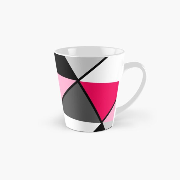 Triangles Black White Pink Grey Tall Mug