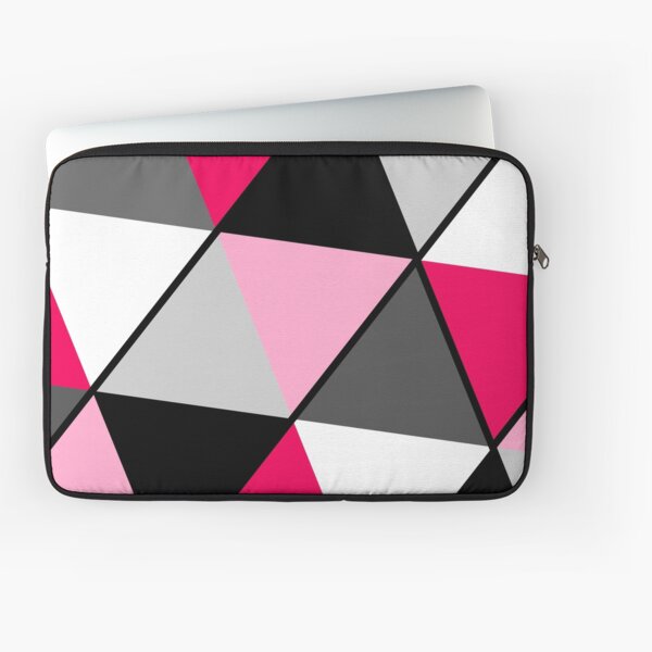 Triangles Black White Pink Grey Laptop Sleeve