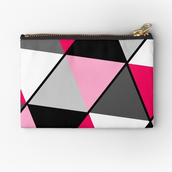 Triangles Black White Pink Grey Zipper Pouch