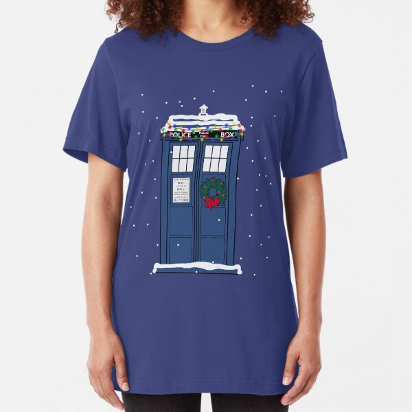 Festive Police Public Call Box. Slim Fit T-Shirt
