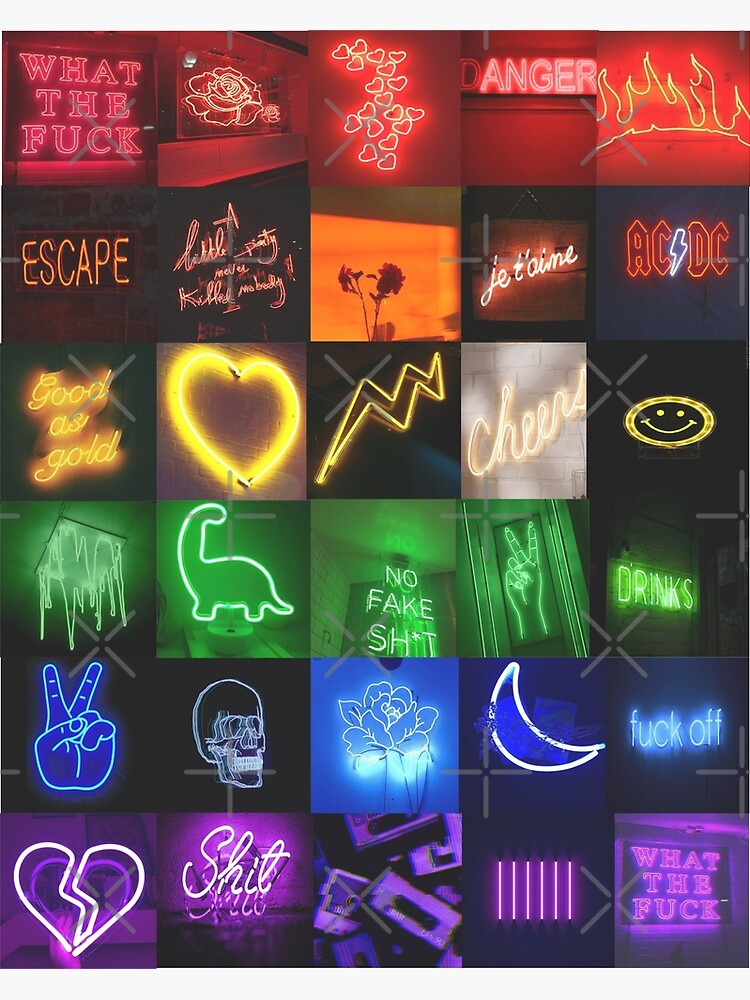 "rainbow neon artwork" Poster for Sale by designshj Redbubble