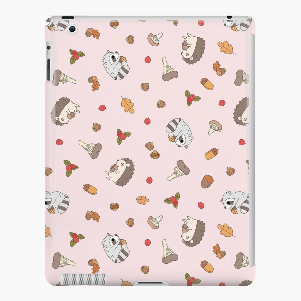 woodland animals pattern, hedgehog and raccoon pattern iPad Case & Skin