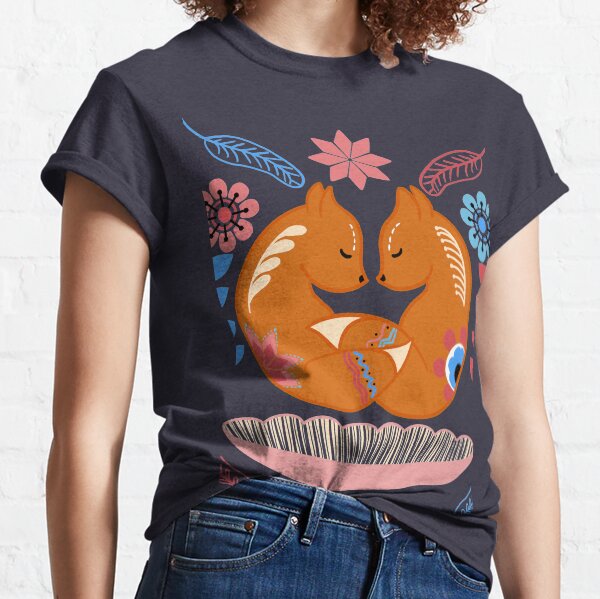 Scandinavian Fox Snuggles Classic T-Shirt