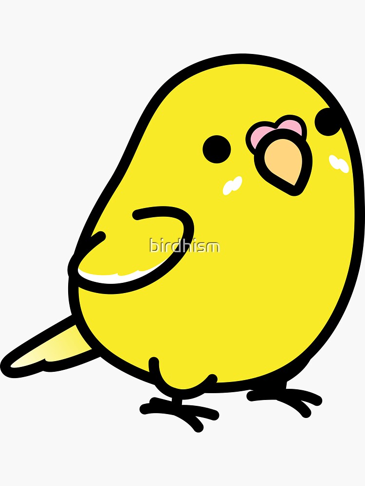 Thumbnail 3 of 3, Sticker, Chubby Yellow Lutino Budgie Parakeet designed and sold by birdhism.