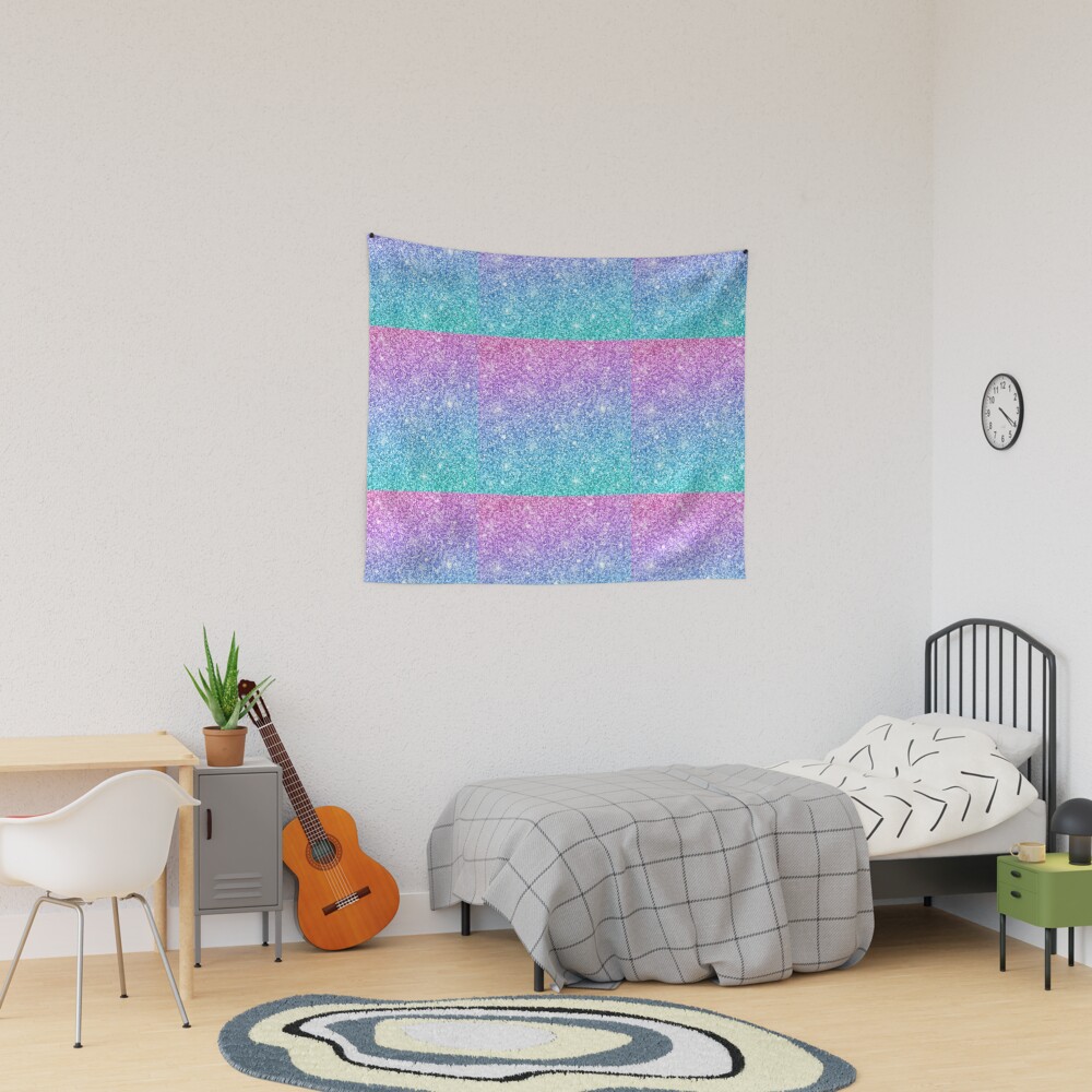 Purple Turquoise Blue Gradient Ombre Stardust Tapestry for Sale