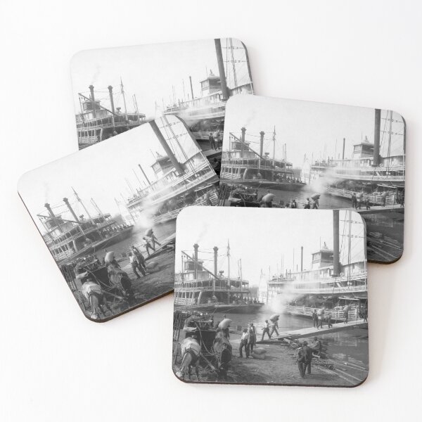 Item preview, Mississippi River Steamboats At The Dock - Memphis - 1906 designed and sold by warishellstore.