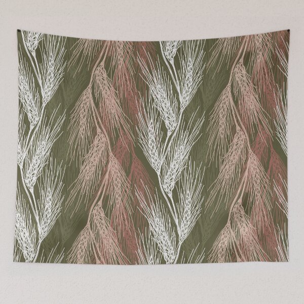 Item preview, Wheat ears seamless pattern beige white dark green. Wild herbs. Wild life designed and sold by Yulia Chepurova.