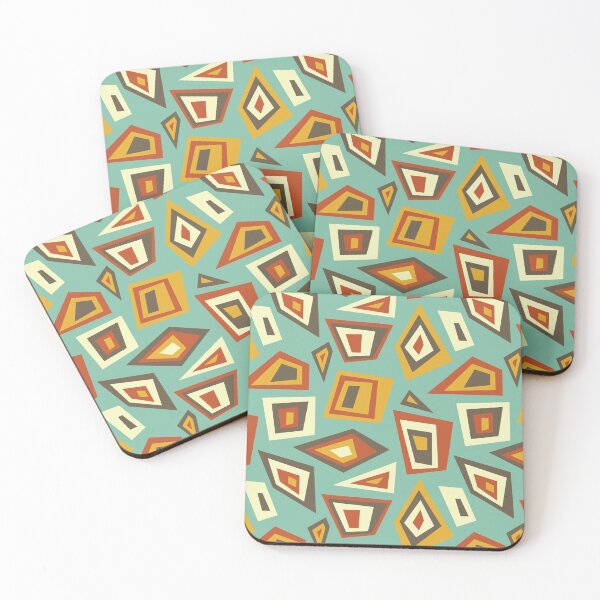 Item preview, Retro Abstract Geometric in Seafoam Green Gold Rust designed and sold by whyitsme.