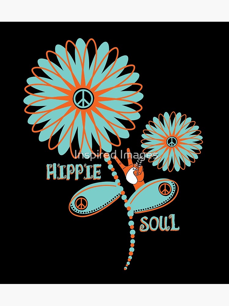 Disover Hippie Soul Peace Sign Bohemian Festival Flower Floral Premium Matte Vertical Poster