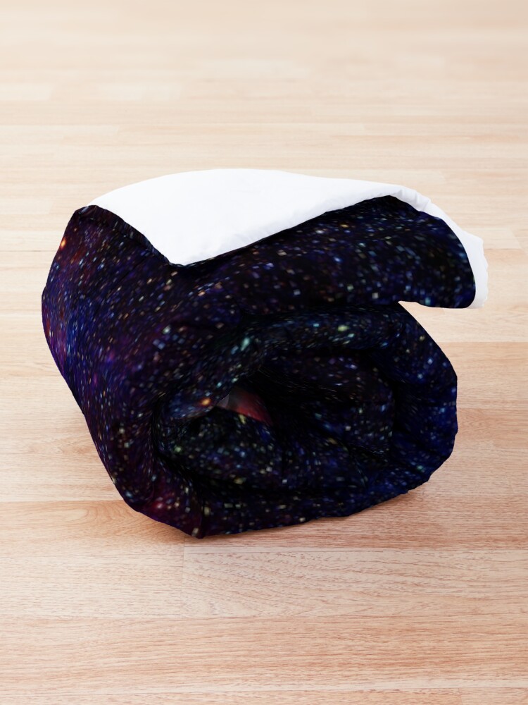 Alternate view of Blue Glitter Star Galaxy Artwork Comforter