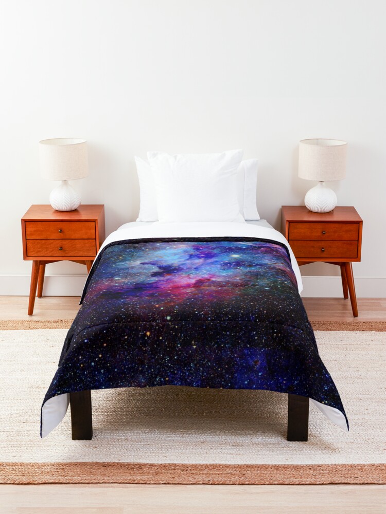 Alternate view of Blue Glitter Star Galaxy Artwork Comforter