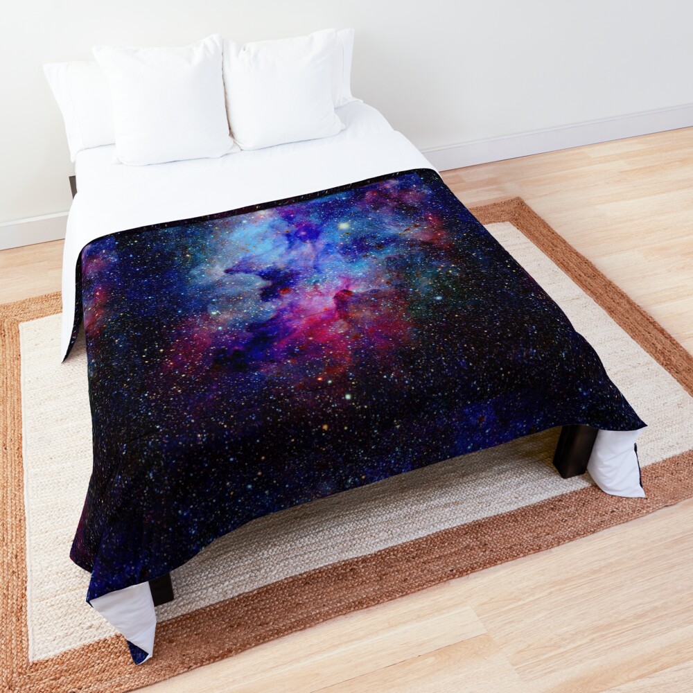 Blue Glitter Star Galaxy Artwork Comforter