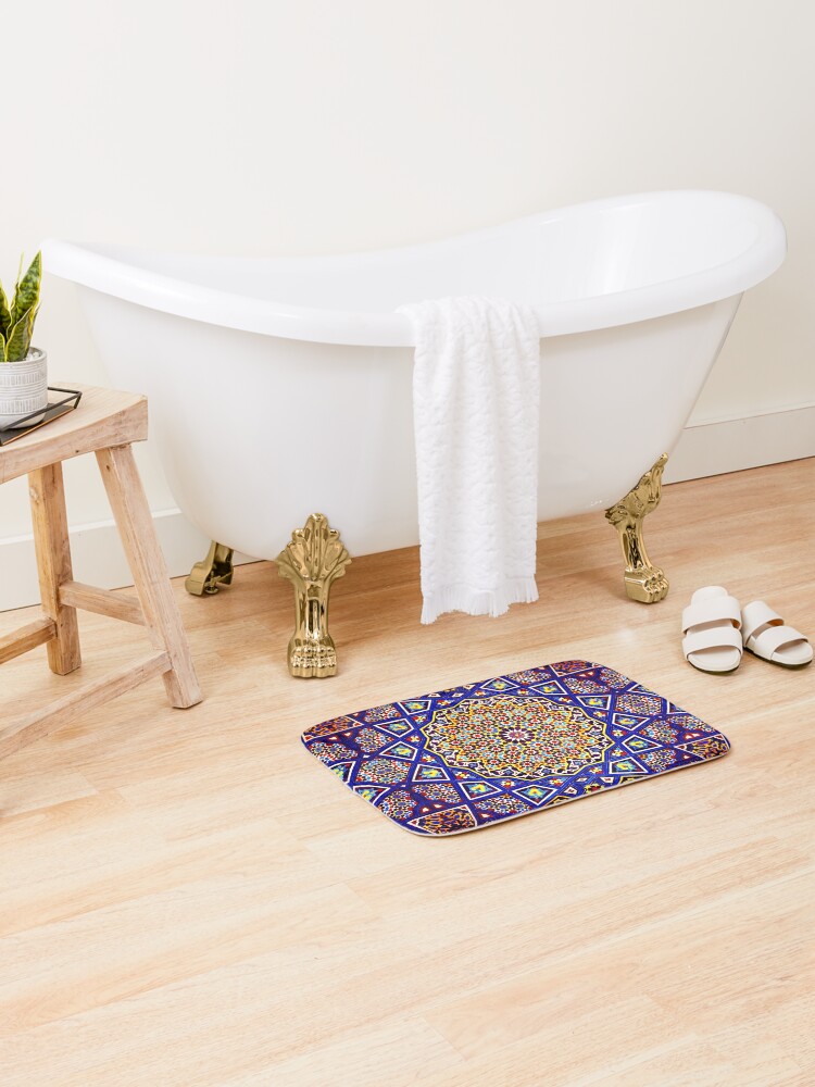 Geometric Traditional Moroccan Architecture Art Bath Mat By Arteresting Redbubble