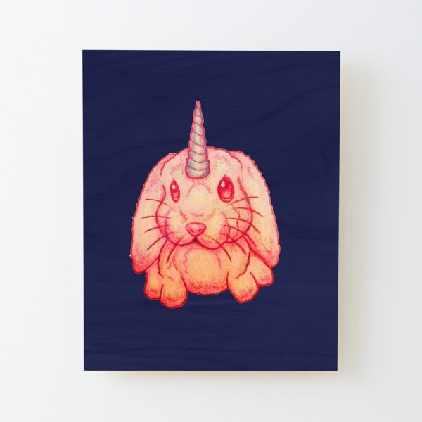 Pink Unicorn Bunny image created by Stephanie Ann Garcia Wood Mounted Print