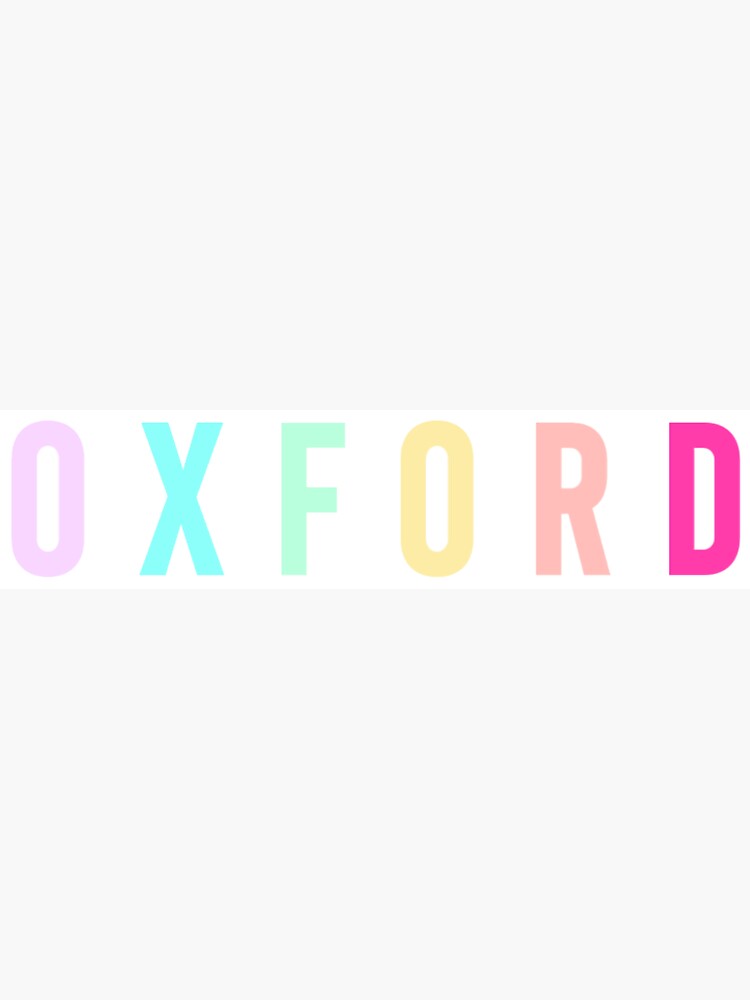 "oxford colorful letters" Sticker for Sale by itsokaymk Redbubble