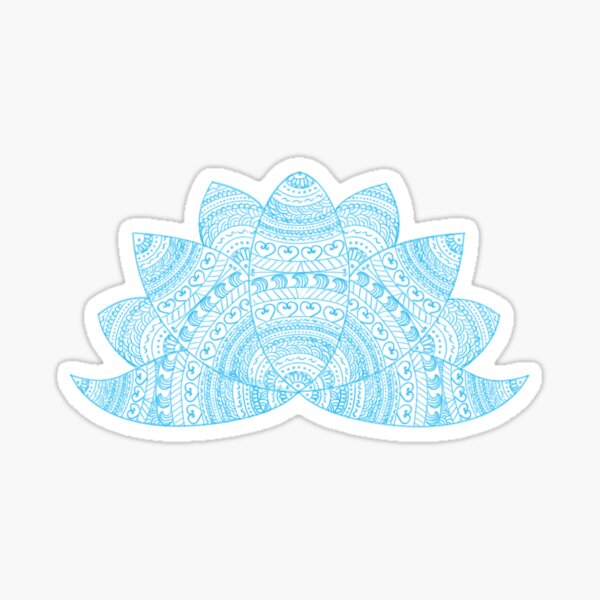 Teal lotus doodle mandala on blurred sunset with sun flare Sticker
