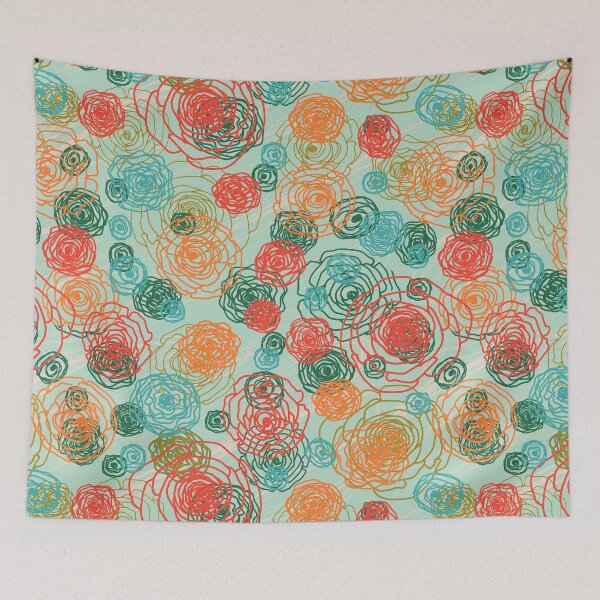 Item preview, Floral sketch seamless pattern on light mint green designed and sold by Yulia Chepurova.