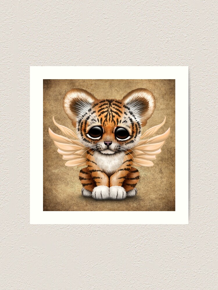 Impression Artistique Mignon Petit Bebe Tigre Avec Des Ailes De Fee Par Jeffbartels Redbubble