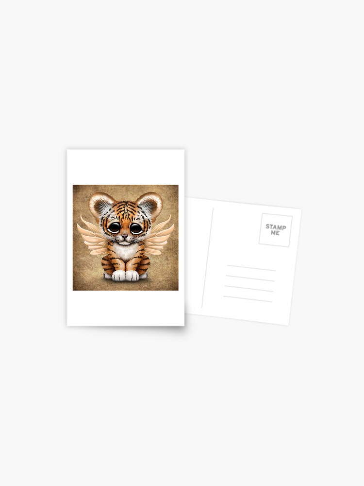 Adorable Baby Tiger Cub on White Postcard