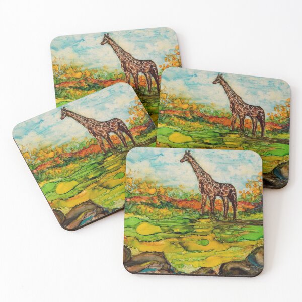 Item preview, giraffe in the jungle, alcohol ink painting designed and sold by Stephanie  Skeem.
