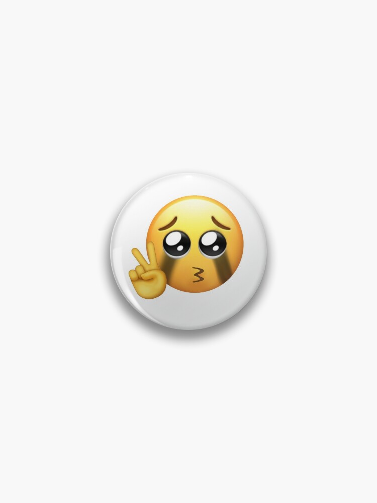 Crying Peace Sign Pleading Emoji Mental Breakdown Lol Pin By Cameronbaba Redbubble