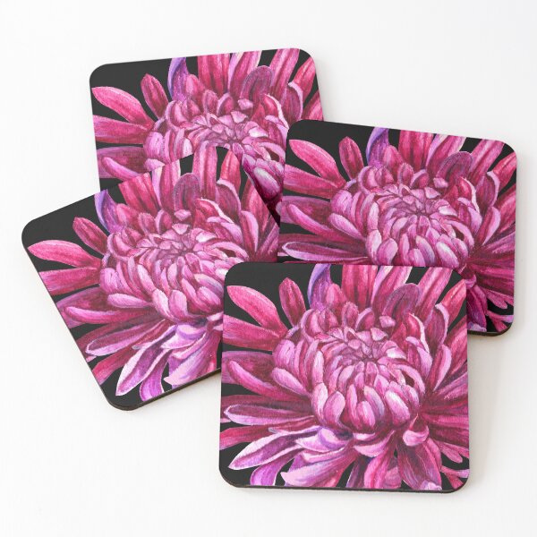 Item preview, Chrysanthemum purple pink watercolor the opening designed and sold by Sarah Trett.