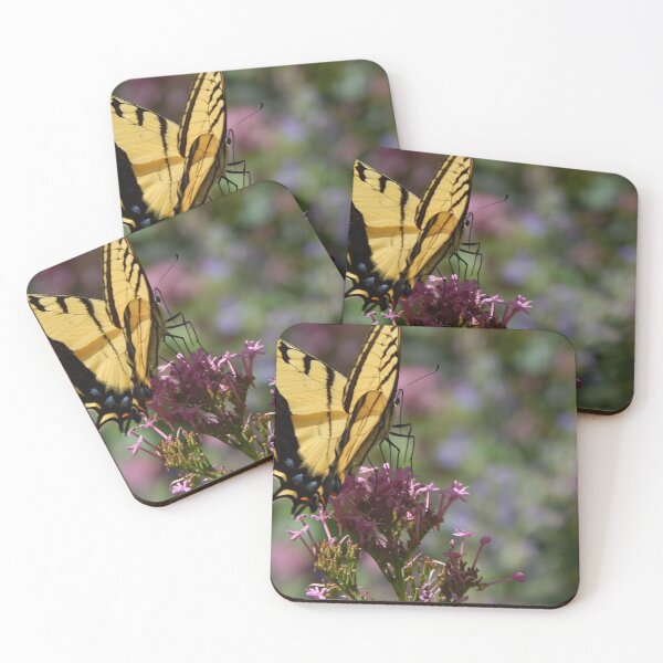 Item preview, yellow tiger swallowtail butterfly on pink flowers designed and sold by Stephanie  Skeem.