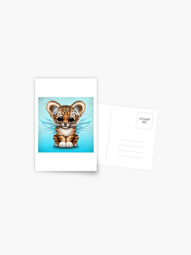 Adorable Baby Tiger Cub on White Postcard