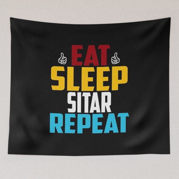 Item preview, Eat Sleep Sitar Repeat: Funny Shinty Player Gift Idea designed and sold by cutitoutsir.