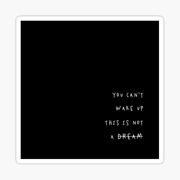 "you cant wake up this is not a dream" Sticker by bpdandchill Redbubble