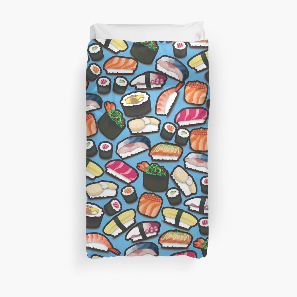 Blue Sushi Duvet Cover