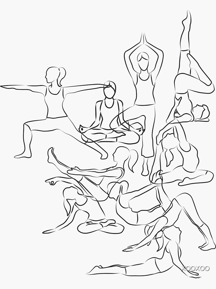 Premium Vector | Drawing of yoga pose set isolated on white