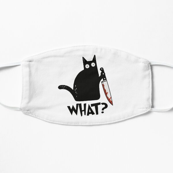 Cat What? Murderous Black Cat With Knife Gift Premium T-Shirt Flat Mask