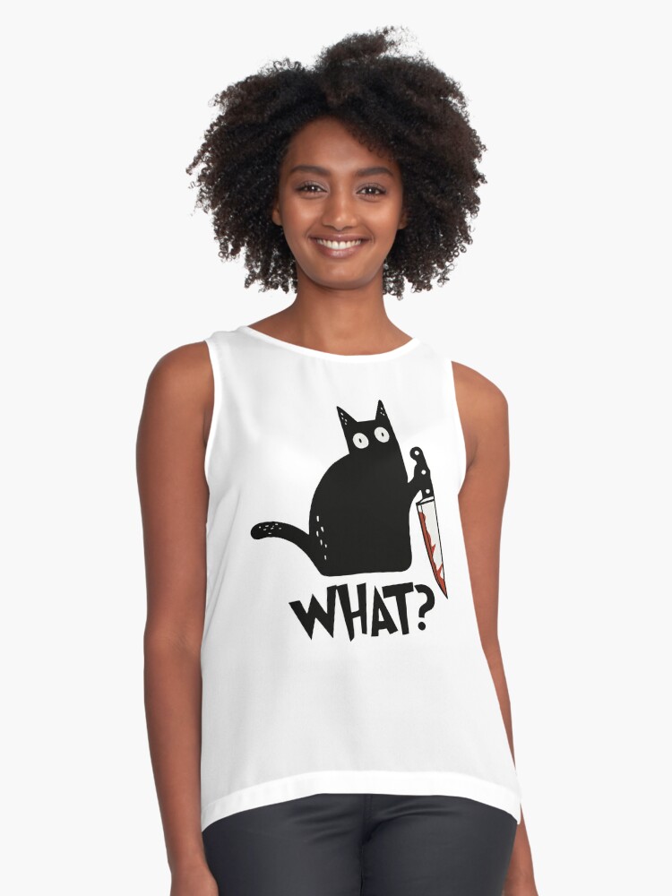 Cat What? Murderous Black Cat With Knife Gift Premium T-Shirt Sticker for  Sale by ZeLittleFamily