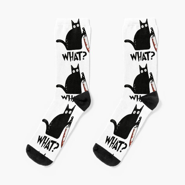 Item preview, Cat What? Murderous Black Cat With Knife Gift Premium T-Shirt designed and sold by ZeLittleFamily.