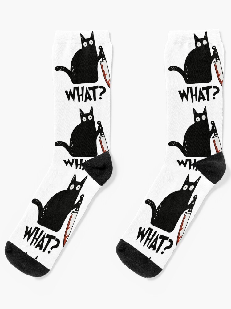 Cat What? Murderous Black Cat With Knife Halloween Gift Premium T-Shirt Cat What? Murderous Black Cat With Knife Halloween Gift Premium T-Shirt