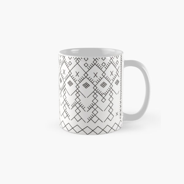 White Anthro Farmhouse & Rustic Boho White Color Bereber Moroccan Artwork Classic Mug