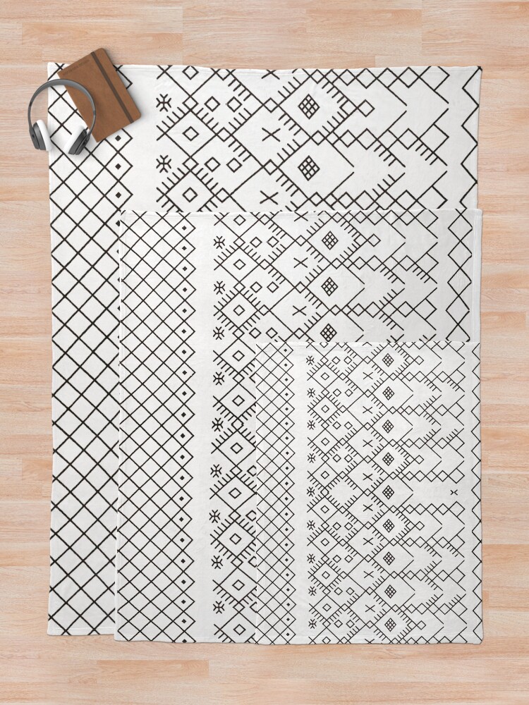 Alternate view of White Anthro Farmhouse & Rustic Boho White Color Bereber Moroccan Artwork Throw Blanket