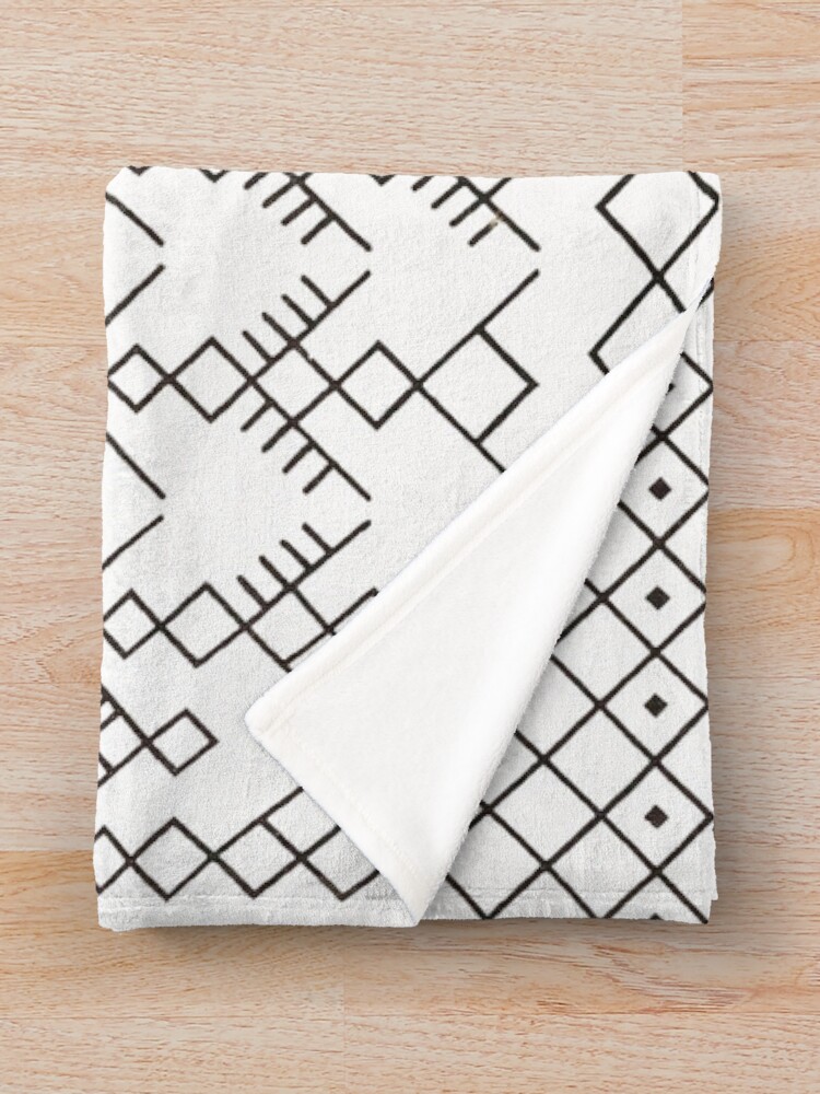 Alternate view of White Anthro Farmhouse & Rustic Boho White Color Bereber Moroccan Artwork Throw Blanket