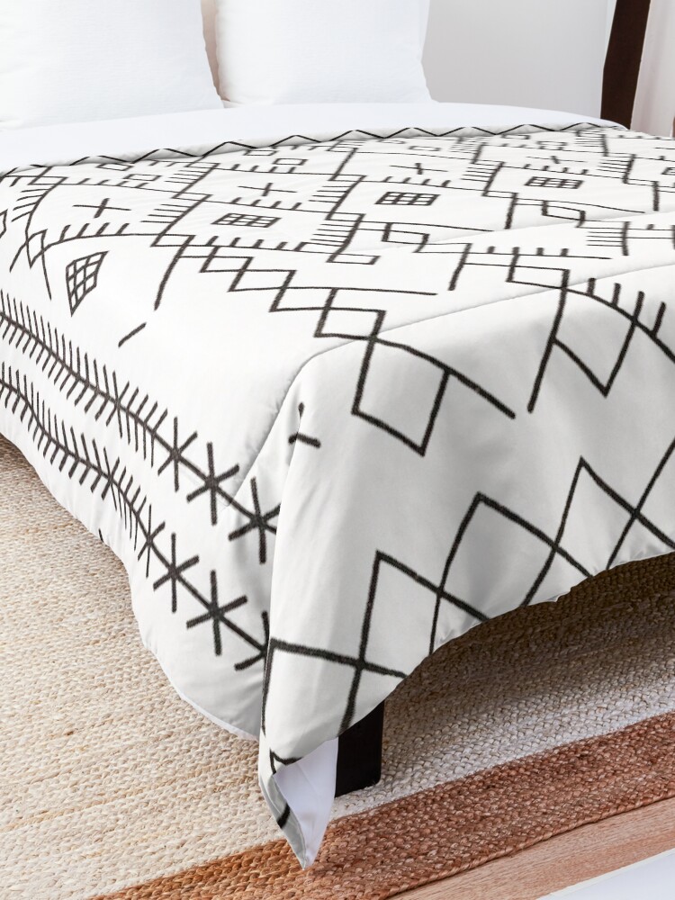 Alternate view of White Anthro Farmhouse & Rustic Boho White Color Bereber Moroccan Artwork Comforter