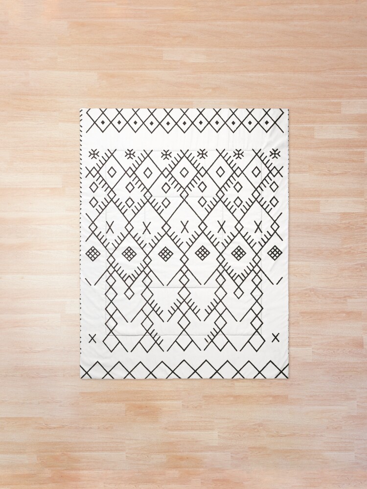 Alternate view of White Anthro Farmhouse & Rustic Boho White Color Bereber Moroccan Artwork Comforter