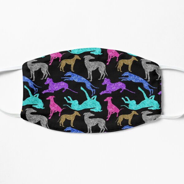 Greyhound Combo in Multi-colour Glitter-look on Black Flat Mask