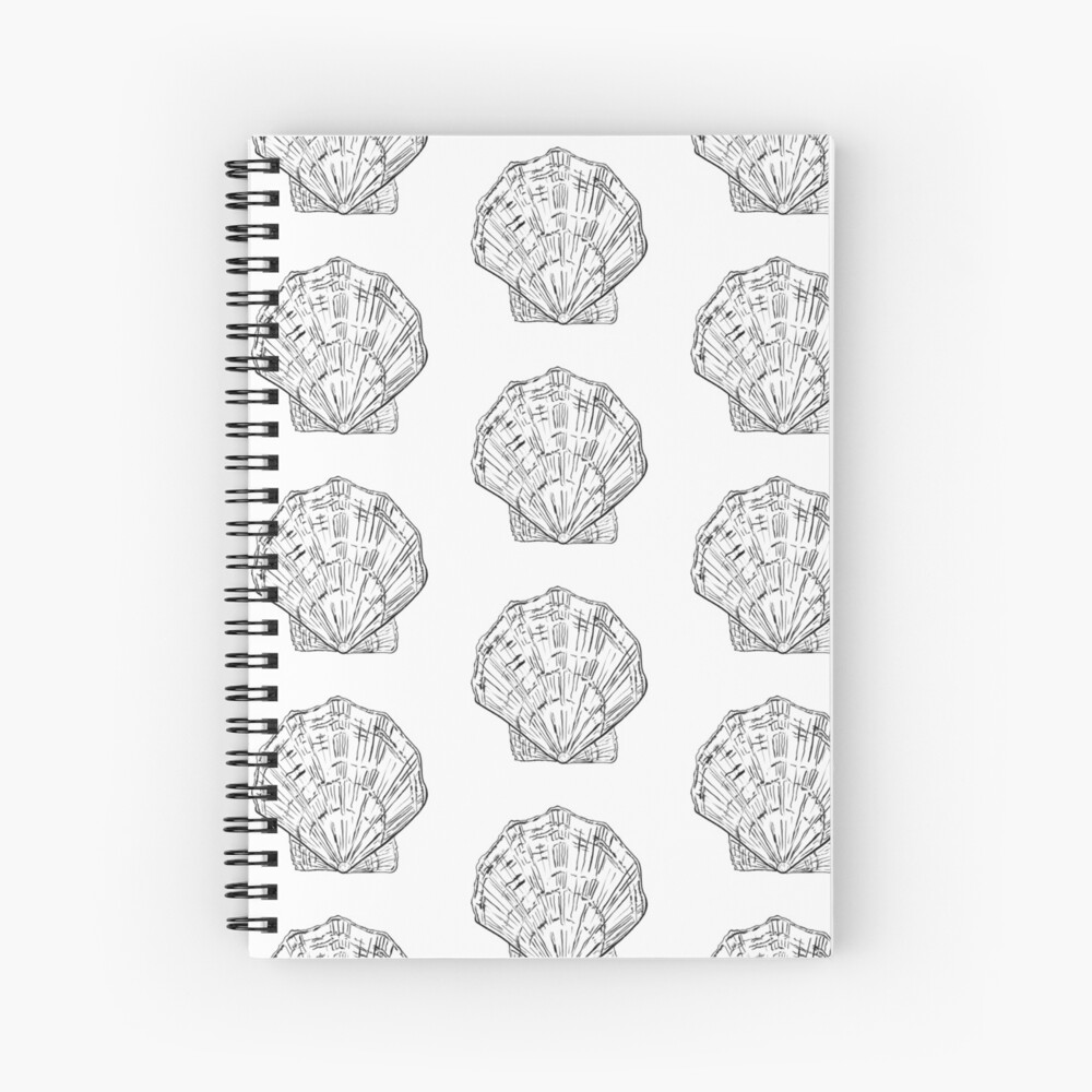 Seashell - black and white  Spiral Notebook