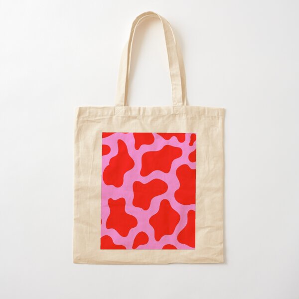 Pink Cow Print Cotton Tote Bag