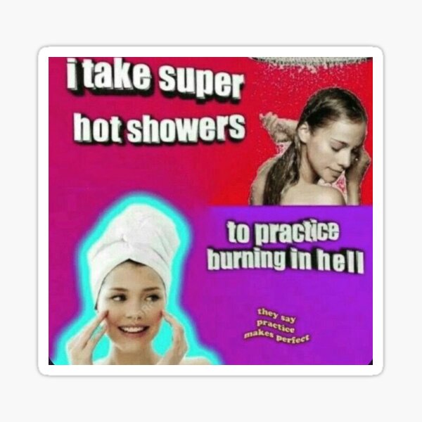 hot showers text meme Sticker